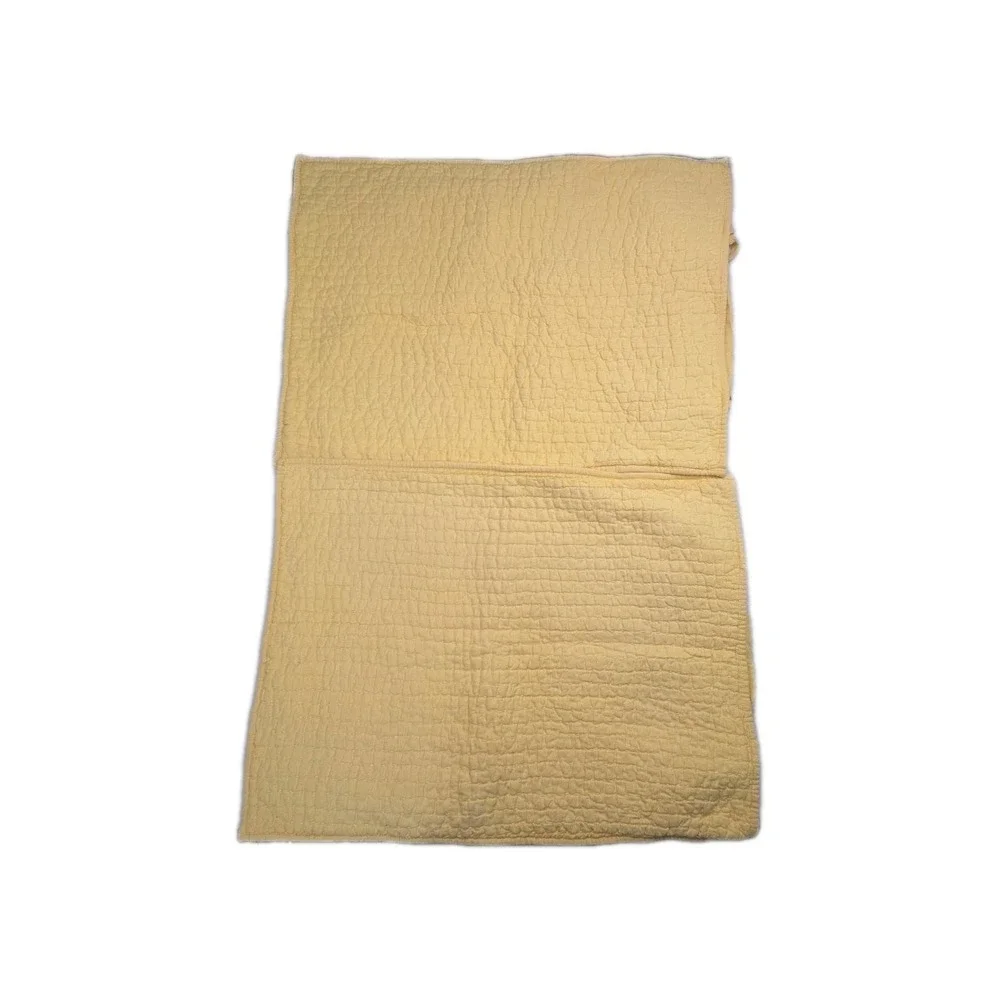2 Pottery Barn Pick Stitch‎ Quilted Standard Shams Cotton Linen Yellow Tie 2009